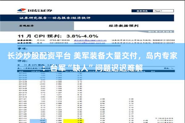 长沙炒股配资平台 美军装备大量交付，岛内专家：台军“缺人”问题迟迟难解