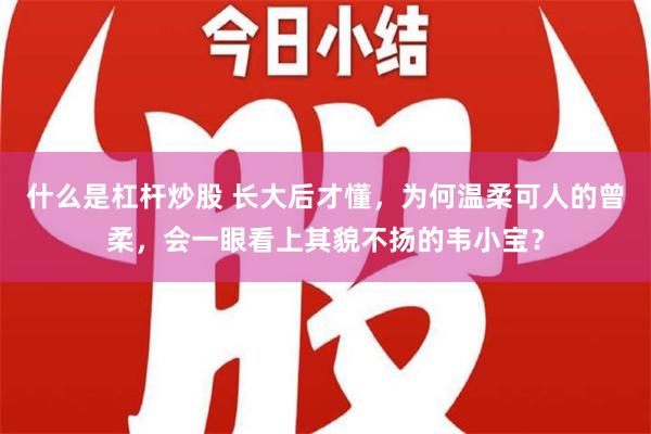 什么是杠杆炒股 长大后才懂，为何温柔可人的曾柔，会一眼看上其貌不扬的韦小宝？